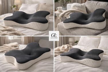 Подушка з піни з ефектом пам&39яті Universe-GL, ортопедична подушка для шиї, ергономічна подушка для сну на спині та на боці, підтримує хребет та шию, дихаюча та пральна, 634x9 см