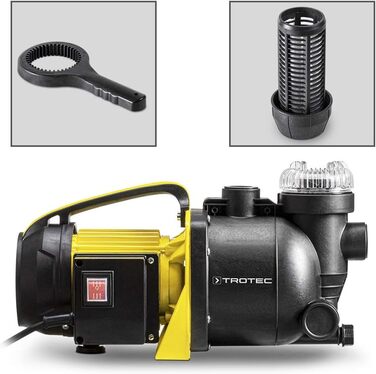 Насос садовий TROTEC TGP 1005 E потужність 3300 л/год, 1000 Вт тиск 4,2 бар, висота підйому 42 м, глибина всмоктування 7 м, водяний насос для бочок для дощової води, цистерн, садових ставків з фільтром