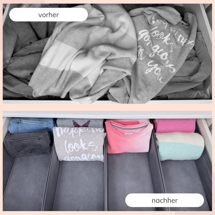 Точний (підходить для шухляди Ikea Pax 100 см), органайзер для шухляд Pax, стабільний розмір, органайзер для гардеробу, система зберігання в гардеробі, сірий, 52x22x11 см, комплект з 4 шт.