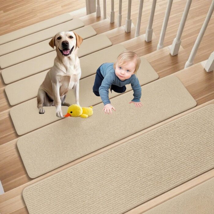 Набір із 15 килимків для сходів, самоклеючі протиковзкі килимки для сходів для використання всередині приміщень, килимок для сходів 6020 см, нековзний килимок для дітей, людей похилого віку та домашніх тварин (хакі)