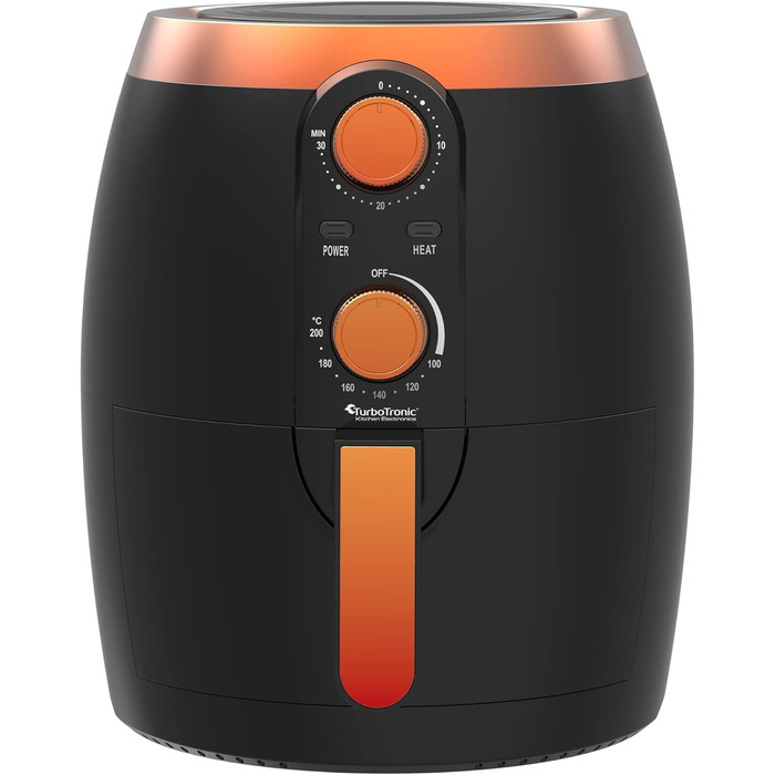 Аерофритюрниця / 3.5 л / чорний, зелений. бірюзовий / 1200 Вт / Мультипіч з таймером до 30 хвилин, без масла та жиру, 100-200C, cool touch, ретро-дизайн (чорний)