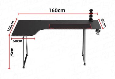 Ігровий стіл VDD Hugo - L-подібний кутовий стіл - 160 см x 60 см