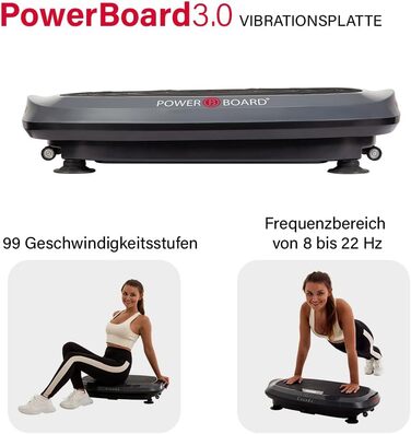 Вібропанель Casada PowerBoard 3.0 з автоматичними програмами в чорному і сірому кольорі для фітнес-вправ, розслаблення м'язів і стимуляції метаболізму, спалювання жиру і кровообігу