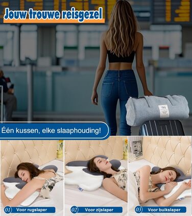 Подушка для шиї IDEA, ергономічна ортопедична подушка з піни з ефектом пам&39яті, переможець тесту на зняття болю в шиї, подушка для підтримки шиї, дорожня подушка, подушка для шиї для дорослих