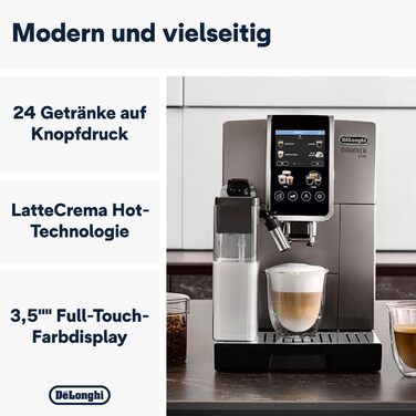Кавомашина De'Longhi Dinamica Plus автоматична, 24 напої, Titanium