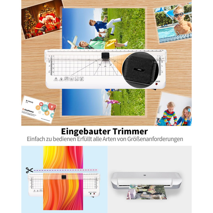 Ламінатор, ламінатор А4 зі швидким прогріванням, ламінатори А4/А5/А6 80-125 мікрон з вбудованим різаком для дому, офісу, школи, фотографії А4 10 шт.