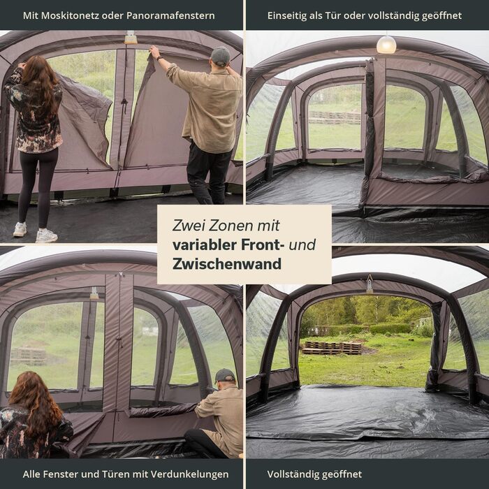 Надувний намет Skandika Timola 6 Air Надувний намет на 6 осіб, з/без технології Sleeper Technology, водяний стовп 4000 мм, висота стояння 220 см, тент, надувний намет Сімейний намет, для активного відпочинку на природі, кемпінгу на 6 осіб - Sleeper XL Plu