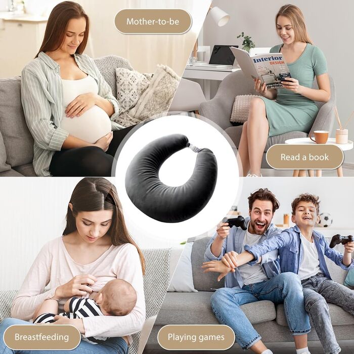 Подушка для читання для ігор, подушка для книги з підлокітником, U-подібна подушка для колін, ергономічна подушка Crealis, подушка для в&39язання гачком, опорна подушка для ліжка/дивана/підлоги для читання, гри, роботи, в&39язання гачком, темно-сіра