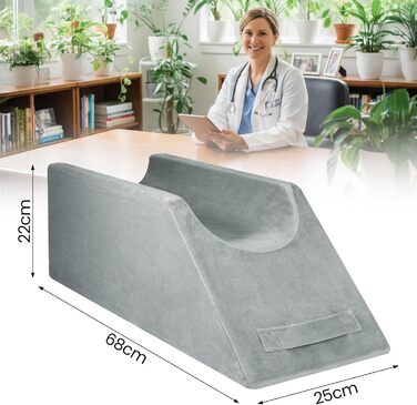 Універсальна клиноподібна подушка для підняття ніг, з піни з ефектом пам&39яті, чохол, що прається, 68x25x22 см - подушка для підняття ніг та колін, знімає набряки та біль