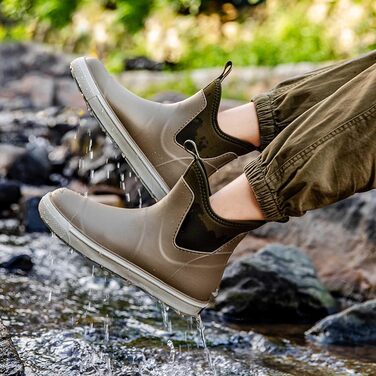 Водне взуття, гумові чоботи, нековзні, для риболовлі, катання на човні, роботи, чоловічі, для подорожей та походів, бежеві, 39 1/3 EU