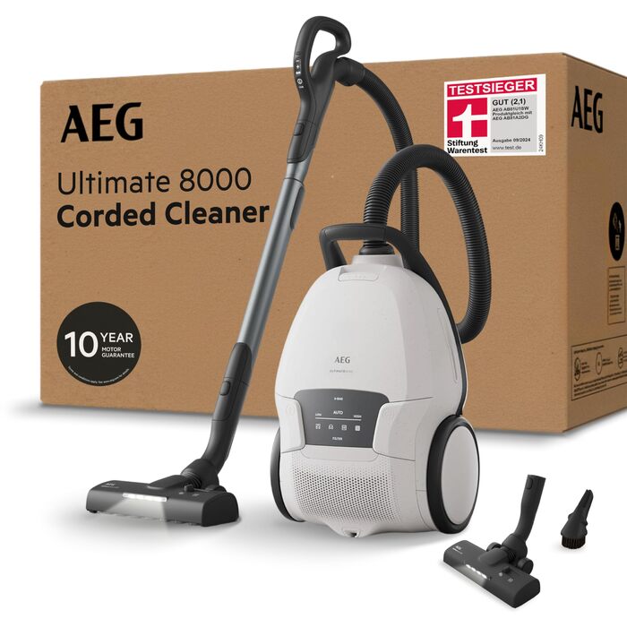 Пилосос із мішком AEG 8000, переможець тестів Stiftung Warentest, AB81U1SW Білий