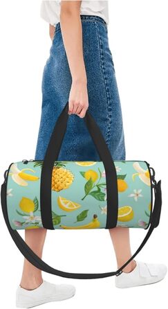 Чоловіча дорожня сумка, дизайн фрукти (лимон, банан, ананас), для коротких поїздок та на вихідні