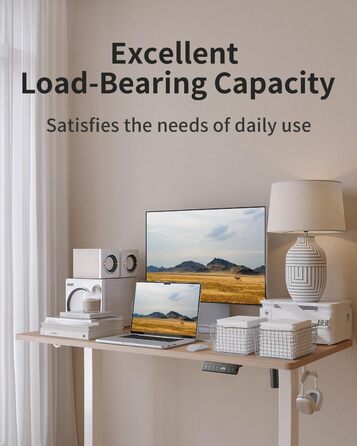 Стіл FEZIBO з регульованою висотою та портами зарядки USB-A та USB-C, 100 x 60 см