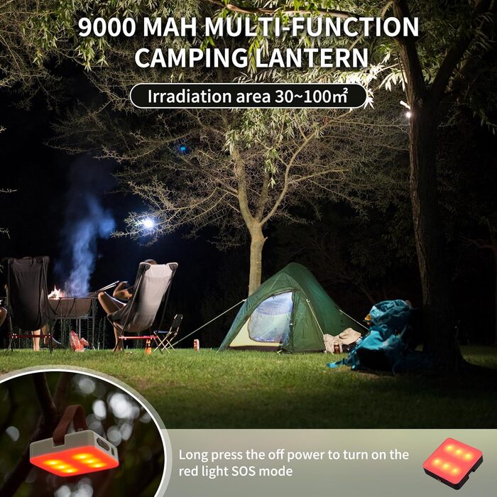 Світлодіодний світильник для кемпінгу Naturehike 1300LM, надзвичайно яскравий 9000mAh, перезаряджається До 180 годин роботи 3 колірні температури та плавне затемнення IPX5, водонепроникний з гачком для намету, надворі, екстрений