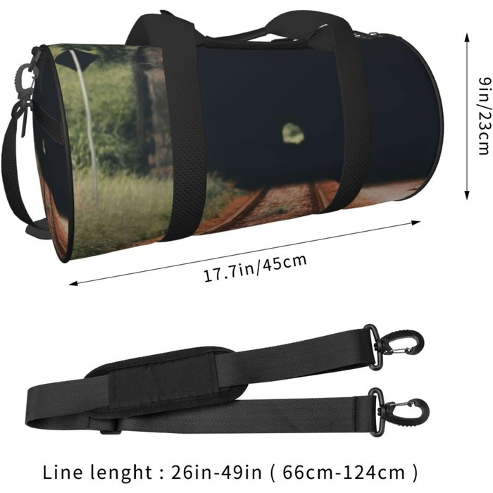 Дорожня сумка-циліндр, дизайн залізнична колія над тунелем, спортивна сумка для чоловіків та жінок, тренувальний баул