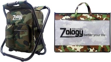 Складаний стілець для кемпінгу табурет Рюкзак Zology з ізольованою сумкою для пікніка з охолоджувачем, камуфляжне портативне туристичне сидіння Сумка для стільця для зовнішньої риболовлі в приміщенні Подорожі Пляжне барбекю