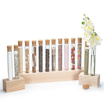 Дерев&39яна полиця для спецій Tuuters з пробірками та корками (2x2 отвори та 10 отворів)