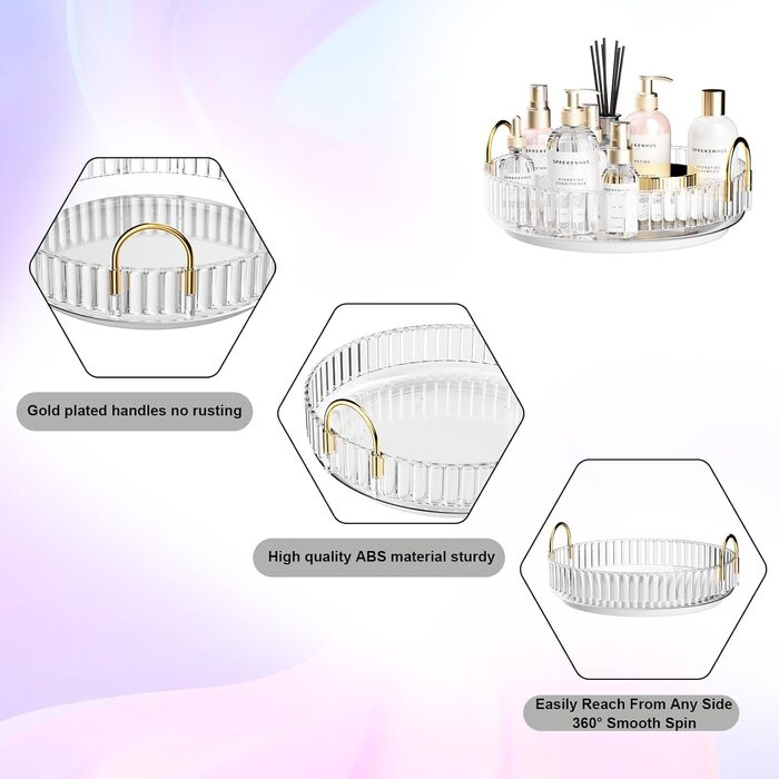 Органайзер для косметики MOACC, обертовий на 360, органайзери для макіяжу для туалетного столика, система зберігання засобів догляду за шкірою, 1 шар, прозорий