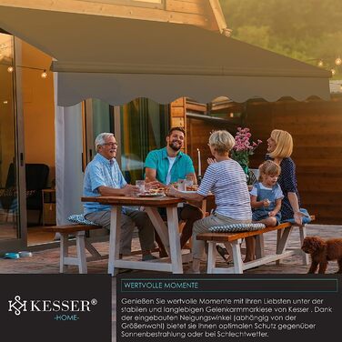 Складаний тент KESSER 300 x 250 см Затискач для тенту для патіо Сонцезахисний тент з настінним кронштейном Сонцезахисний балконний тент Водовідштовхувальний алюміній/поліестер, антрацит 300 x 250 см Антрацит