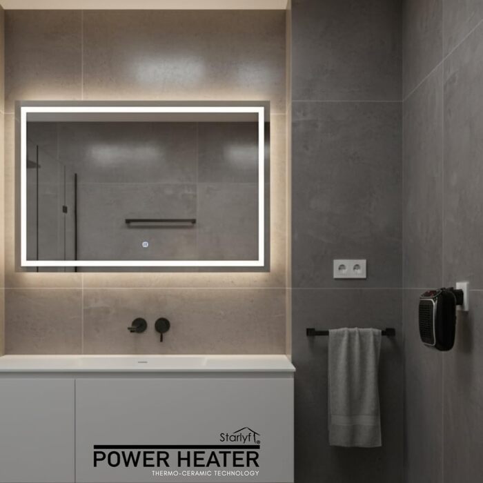 Електричний настінний вентилятор-обігрівач потужністю 800 Вт з термокерамічною технологією Цифровий термостат, 12-годинний таймер, поворотна вилка на 270, тихий та безпечний