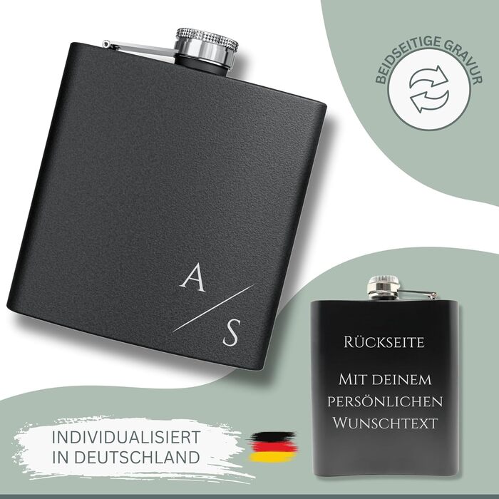 Набір фляжок з гравіюванням - Персоналізований з іменем - Ідея подарунка для весілля та чоловіків - Нержавіюча сталь (Дизайн 8)