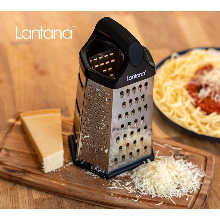 Терка Lantana 6-гранна з контейнером - ручна терка/слайсер/подрібнювач. 6 незамінних кухонних функцій для крупного, середнього, др