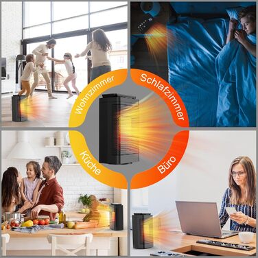 Тепловентилятор електричний з пультом дистанційного керування - електричний обігрівач потужністю 1500 Вт, 3 нагрівальних керамічни