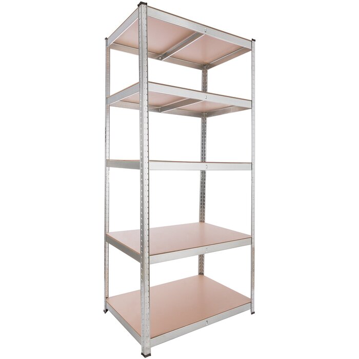 Полиця Arebos для важких умов експлуатації 200x90x60 см Вантажопідйомність 875 кг 5 полиць з МДФ Легке складання за допомогою вставної системи Оцинкована