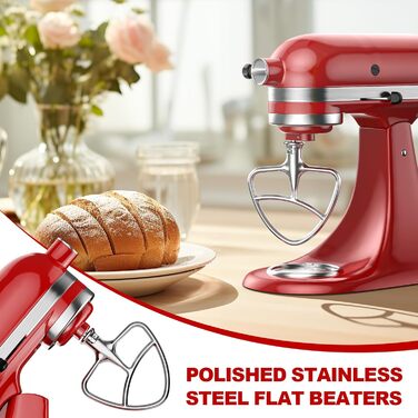 Плоска мішалка GVODE з нержавіючої сталі для кухонних комбайнів KitchenAid з нахиленою головкою двигуна, запасні частини для міксерів KitchenAid на 4.5-5 літрів, можна мити в посудомийній машині