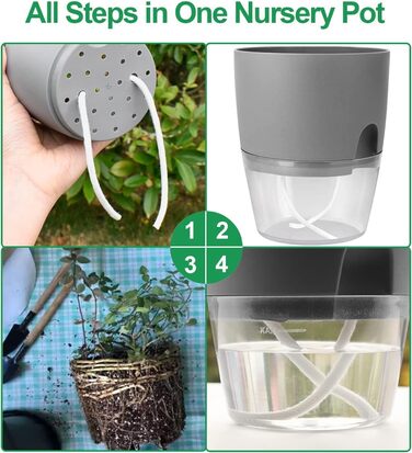 Горщик для квітів з системою поливу, горщик для трав кухонний набір підвіконня самополиваючий-5er Набір трав'яний сад для кухні, 1