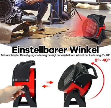 Електричний керамічний обігрівач UISEBRT потужністю 2000 Вт, енергозберігаючий електричний вентилятор-обігрівач із захистом від перегріву, 2 режими нагріву, будівельний обігрівач для будівельних майданчиків, будинків, майстерень, квартир та гаражів