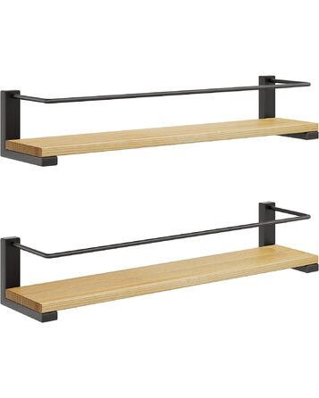 Настінні полиці для спецій OROPY з 2 предметів для кухні, підвісний органайзер для спецій із соснової деревини, дерев&39яна настінна кухонна полиця для дверцят шаф, банки для трав з анкером, банки для спецій - соснова деревина, 40x9 см, набір з 2 предметі