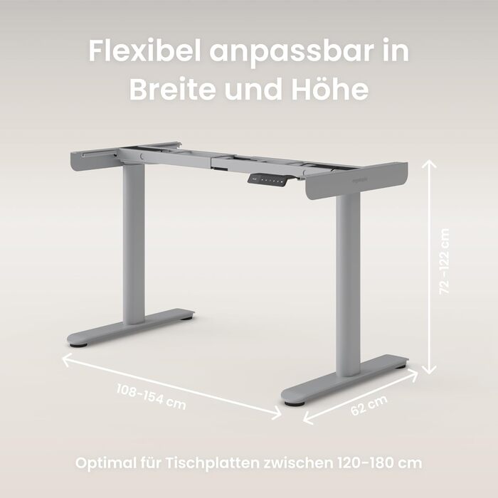 Каркас столу з регулюванням висоти, каркас столу з електричним регулюванням висоти, сертифікований TV, стіл з регулюванням висоти та подвійною моторною системою, 7-річна гарантія, платиново-сірий