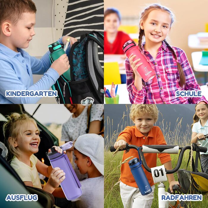 Дитяча пляшечка для пиття Luyiilo Kids герметична, спортивна пляшечка для піших прогулянок та тренажерного залу, газована та без в