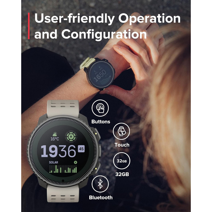 Годинник SUUNTO Vertical Adventure смарт-годинник із GPS, двочастотна GPS-навігація, безкоштовні офлайн-карти, сонячна зарядка, час роботи від батареї до 65 днів, корпус військового класу, водонепроникність 100 м, вертикальний сонячний пісок