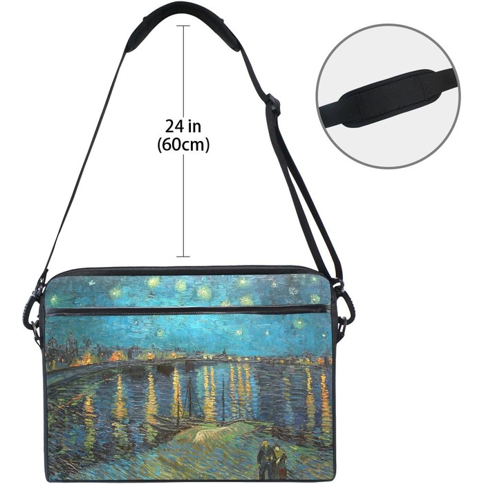 Сумка через плече для ноутбука із зоряною ніччю над Роною від 14 до 15,6 дюймів (35,6 см) з регульованим плечовим ременем для ноут