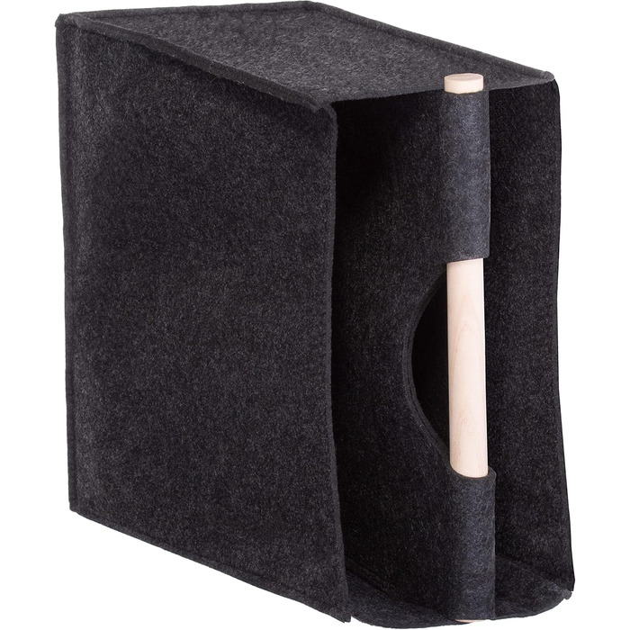 Стійка для газет Brandsseller Felt з дерев&39яною ручкою, приблизно 31 x 30 x 18 см, кошик/кишеня для газет - Читання - це як мріяти з відкритими очима - Антрацит