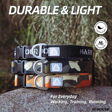 М'який пом'якшений нашийник для собак, регульований міцний нашийник з логотипом 3M, що відбиває світло, для великих порід собак (30), камуфляж помаранчевий, розмір L (обхват шиї 46-66 см)