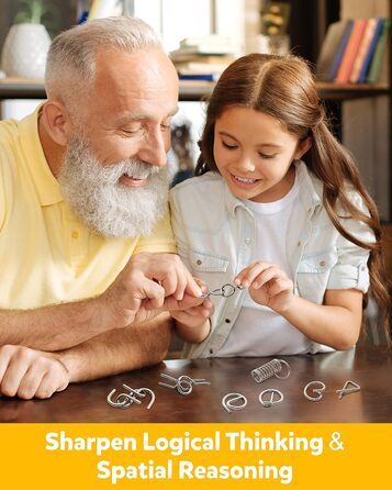 Набір головоломок із металевого дроту Coogam із 16 головоломок, головоломка Тест на інтелектуальні головоломки Гра Розбирання голо