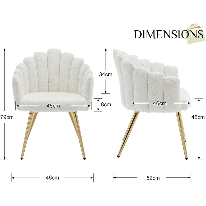 Крісло Chairus зі штучного хутра для вітальні, сучасне м&39яке крісло з металевими ніжками, розслаблююче крісло для спальні та балкону (біле)