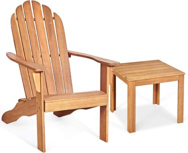Садове крісло з масиву дерева, шезлонг Relax Chair з широким підлокітником і високою спинкою, садові меблі Садове крісло вантажопідйомністю 160 кг (натуральне)