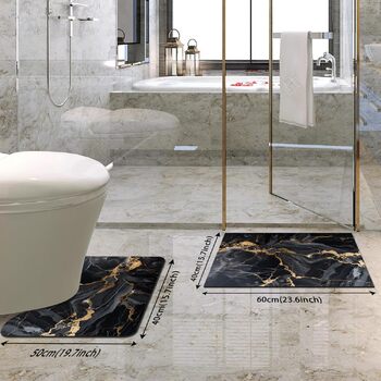 Комплект килимків для ванної comfoyar, 2 шт. и, суперпоглинаючі килимки для ванної з чорним мармуровим візерунком, нековзні, швидковисихаючі килимки для ванної, м&39які килимки для ванної, що миються, 40x60 см 40x50 см