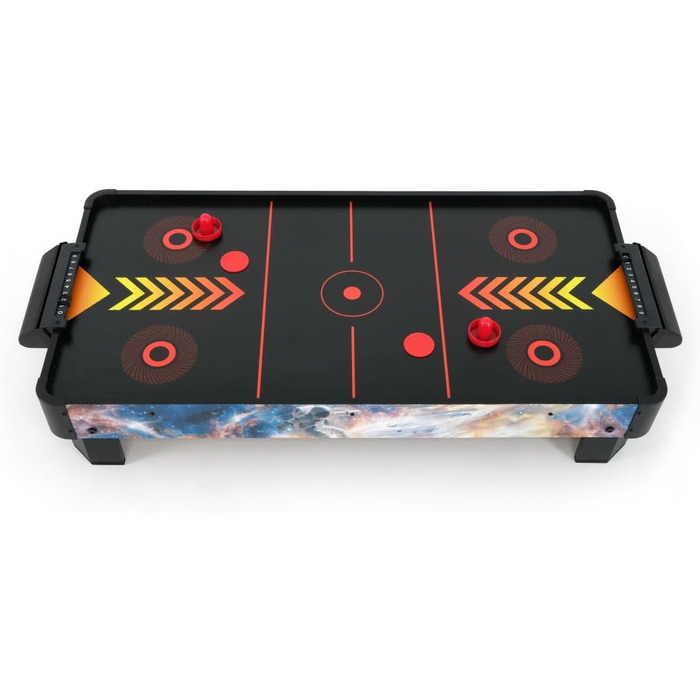 Стіл для аерохокею для дітей віком від 6 років, гра в аерохокей для столів з вентилятором/двигуном, стільниця для аерохокею для 2 гравців, включаючи 4 шт. овхачі, 4 шайби, лічильник рахунків, режим нульової гравітації 102x52x20 см