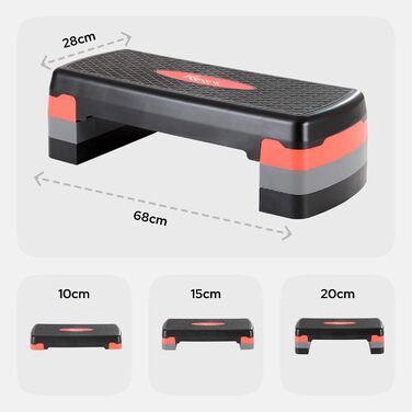 Фітнес-степер KM-Fit Аеробний степер для домашнього використання Степ-лава з 3 регулюваннями висоти Вантажопідйомність до 200 кг Гімнастичний домашній степер з протиковзким килимком Аеробний степер
