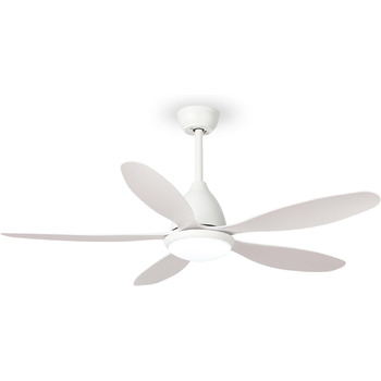 Стельовий вентилятор FENGYUN ELE зі світлом, 132 см білий стельовий вентилятор зі світлом і пультом дистанційного керування, ревер