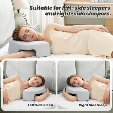 Ергономічна подушка для сну на боці з проймою Ортопедична подушка з піни з пам&39яттю форми для підтримки шиї та плечей Подушка для сну на боці, спині та животі Чохол, який можна прати, сірий