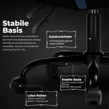 Ігрове крісло GTPLAYER, ергономічне офісне крісло з регульованим підголівником та поперековою опорою, ігрове крісло, синє