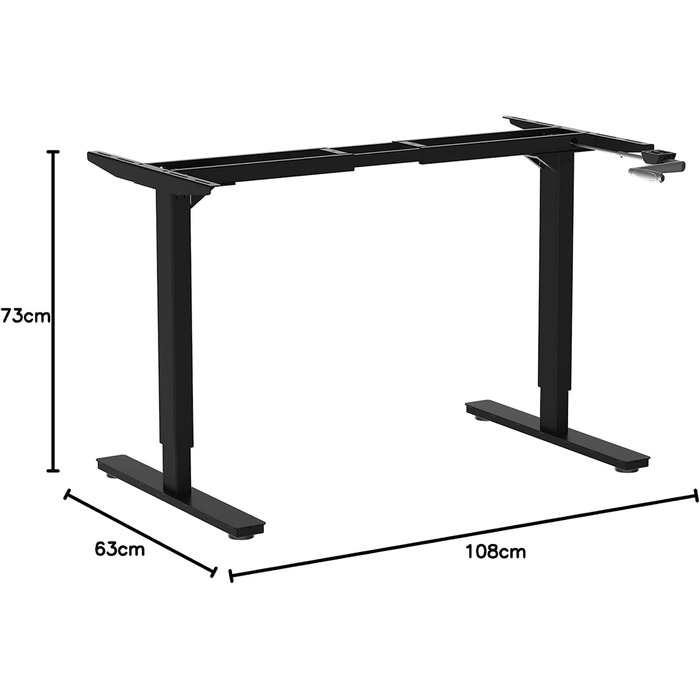 Бюджетний стіл з регульованою висотою Каркас столу з регулюванням висоти за допомогою кривошипа Регульована ширина для всіх стандартних стільниць (чорний, стільниця не входить до комплекту) Чорний без стільниці