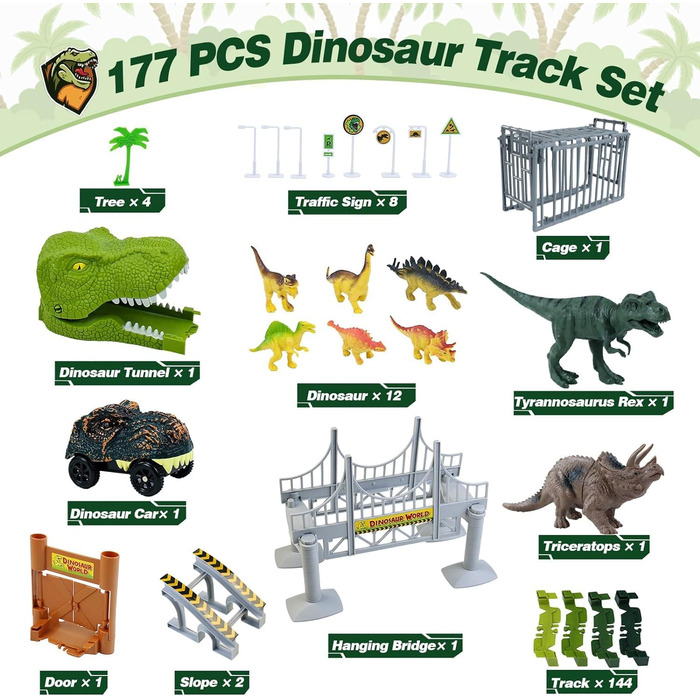 Динозавр Іграшкова машина гоночна траса від 3 4 5 6 років Дитяча іграшка з гоночною трасою Дитяча гра динозавр Динозавр Іграшкова