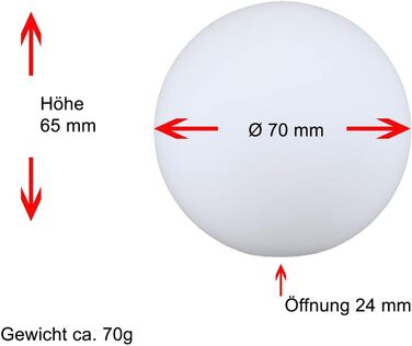 Лампове скло сферичне скло MD 4910 змінне скло Ø 70мм опал матовий отвір 24мм підходить для світильника Oligo OKI-DOKI